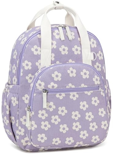 Bluboon Backpack for Girls Kids Cute 15" Preschool Kindergarten Backpacks Girls Bookbags for School Travel (Pink Bow Floral, Ages 4-8) - color: Flower-purple L, size: Age 4-8 (15" H Fit A4 Folder)
