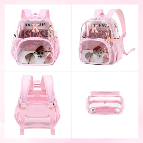 PIG PIG GIRL Clear Backpacks for Stadium Events Approved 12×6×12 Clear Bookbag for Women Mini Transparent Letter Back Pack, Pink, Letter-K - color: Pink, style: K
