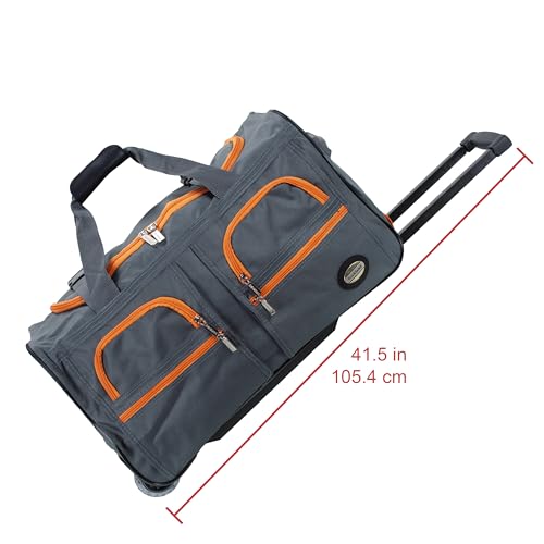 Rockland Rolling Duffel Bag, Black, 22" - color: CHARCOAL, size: 30"