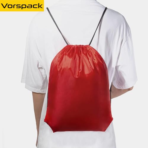 Vorspack 100 Pcs Drawstring Bags Bulk - Lightweight Drawstring Backpack, Cinch Bag for Party Sport Gym Trip Gift - Red - color: Red