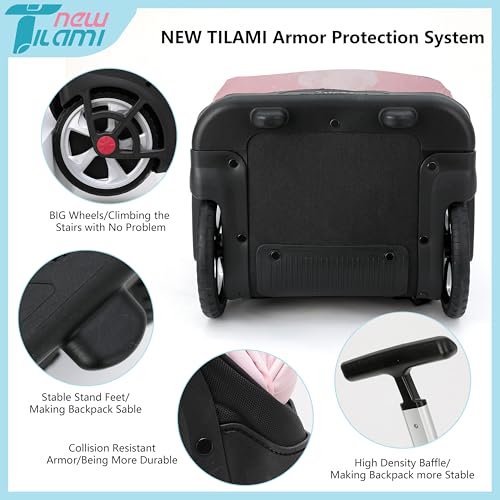 NEW TILAMI 19 inch Rolling Backpack Teens Rolling Backpack Cute Wheeled Laptop Backpack Bookbag Roller Travel Bag College, Flower Fairy (No USB interface) - color: Pink Flower Fairy
