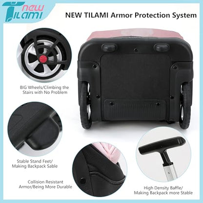 NEW TILAMI 19 Inch Rolling Backpack with Lunch Bag for Girls Boys Wheeled Laptop Backpack Durable Carry-on Bag School Travel, Flower Fairy - color: Pink Flower Fairy