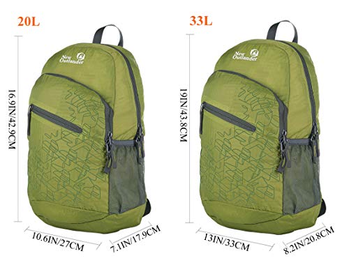 Outlander Packable Handy Lightweight Travel Hiking Backpack Daypack, Green - color: Green, size: 20L