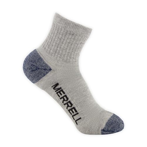 Merrell Unisex 3-pack Trekker Outdoor Ankle Socks, Mid-height Wool Blend Trail Socks Multi-pack - color: Charcoal Heather, size: Medium-Large