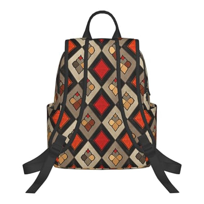Travel Backpack for Women Men Rhombus Pattern Daypack 15 inch Lightweight Computer Bag Casual Back Pack - color: Rhombus Pattern