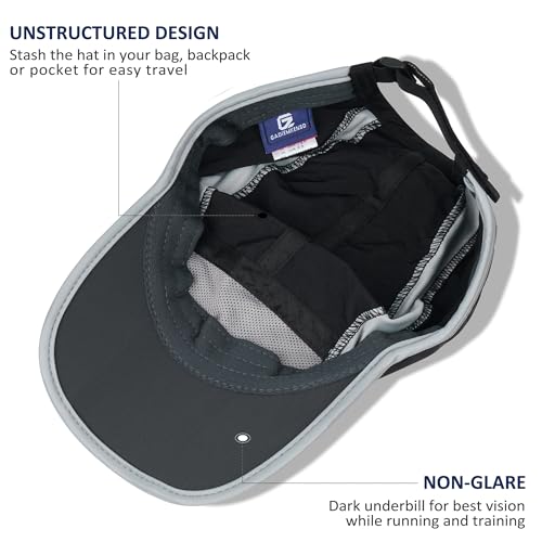 GADIEMKENSD Reflective Folding Outdoor Hat Unstructured Design UPF 50+ Sun Protection Sport Hats for Womens and Mens - color: Black