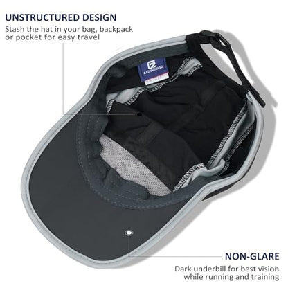 GADIEMKENSD Reflective Folding Outdoor Hat Unstructured Design UPF 50+ Sun Protection Sport Hats for Womens and Mens - color: Black