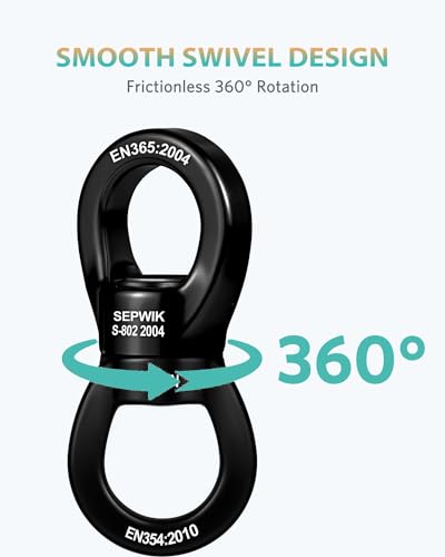 Swing Swivel, 35KN Swing Spinner, 360° Safety Rotational Device Hanging Accessory for Hanging Hammock, Aerial Dance - color: All Black
