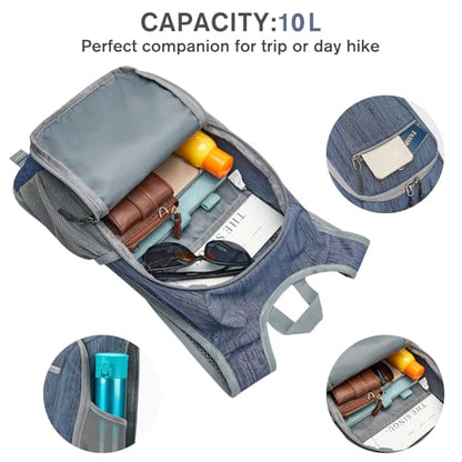 G4Free 10L/15L Hiking Backpack Lightweight Packable Hiking Daypack Small Travel Outdoor Foldable Shoulder Bag - color: Dark Blue, size: 10L
