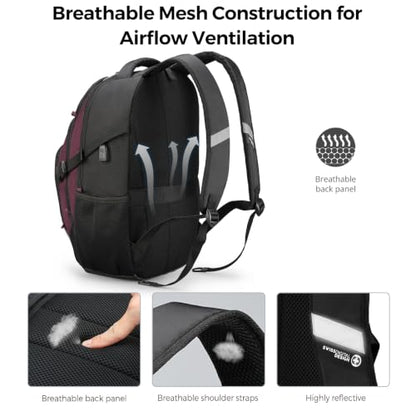 Swissdigital Design Laptop Backpack for Men with USB Charging Port SD803-44 - color: Angola Red/Black