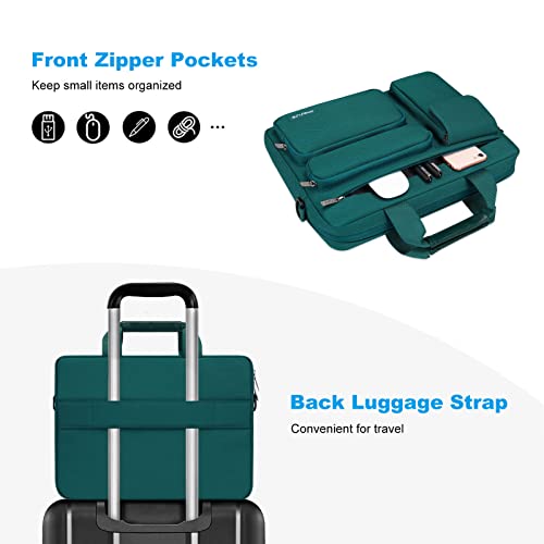 MOSISO Laptop Shoulder Bag 15.6 inch, 15-15.6 inch Computer Bag Compatible with MacBook Pro 16 inch, HP, Dell, Lenovo, Notebook with 2 Raised&1 Flapover&1 Horizontal Pocket&Handle&Belt, Teal Green - color: Teal Green, size: 16 inch
