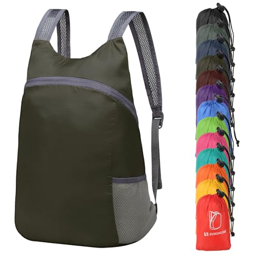 20L Hiking-Daypack Lightweight Foldable Travel Packable Backpack for Camping Cycling Outdoor,Dark Green - color: Dark Green