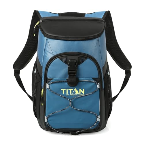 Titan by Arctic Zone Backpack Cooler, Insulated Soft Sided Bag with Leak Proof Lining and Padded Straps, for Lunch, Picnic, and Travel, 24 Can Capacity - color: Marine Blue