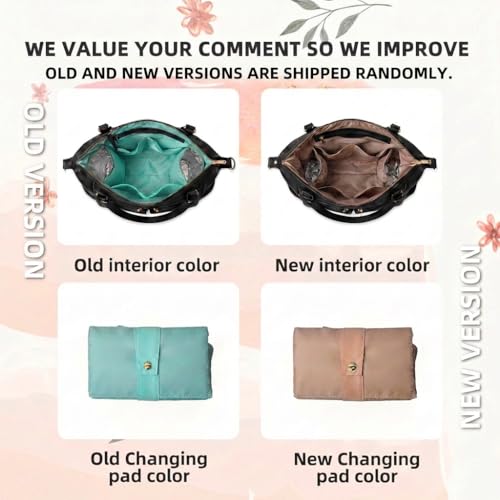MOMINSIDE Diaper Bag Tote, 4 in 1 Leather Diaper Bag Backpack with 13 Pockets, Convertible Baby Bag Pañaleras Para Bebe for Mom Mommy Bag Hospital Bag, Changing Pad, 4 Large Insulated Pockets(Black) - color: Black