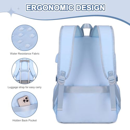 Scothen Backpacks for Girls, Girls Backpack with Lunch Box & Pencil Pouch for Teens Girl Kids Elementary Middle High School College Student Bookbag Daypack Laptop Travel Backpack for Women - color: Blue