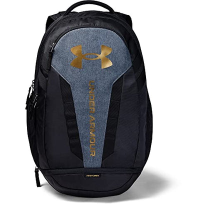 Under Armour Unisex Hustle 5.0 Backpack - color: (004) Black / Black Medium Heather / Metallic Gold Luster