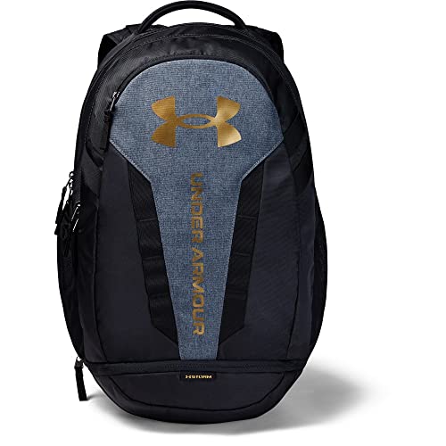Under Armour Unisex Hustle 5.0 Backpack - color: (004) Black / Black Medium Heather / Metallic Gold Luster