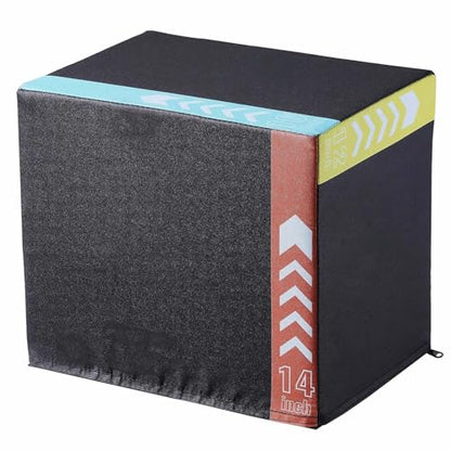 Plyometric Jump Box 3-in-1, 20/18/16 Inch, Cotton Plyo Box for Fitness, Agility & Strength Training, Anti-Slip Step Platform, Home Gym, Black