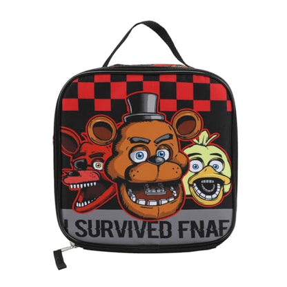 Five Nights at Freddy's 5-Piece Backpack & Lunchbox Set With Water Bottle - color: Black, Red, Brown & Clear, size: 16 Inches