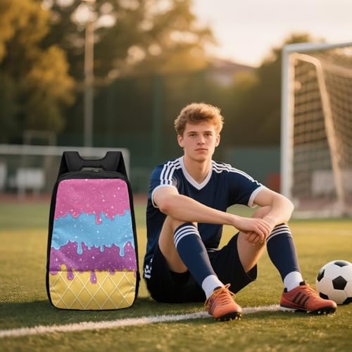 18.5in Basketball Backpack Basketball Bag with Shoe Compartment & Ball Holder, Waterproof Bag for Soccer Volleyball - color: Layered Ice Cream Print