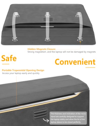 HYZUO 13 Inch Laptop Sleeve Case Bag with Adjustable Stand for MacBook Air 13 M5 A3449 M4 M3 M2 M1 2026-2018, 13" MacBook Neo 2026, MacBook Pro 13 M2 M1 2026-2016, Surface Pro, XPS 13, Space Gray - color: Space Gray, size: 13 Inch