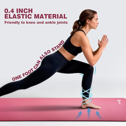 KEEP Extra Thick NBR Yoga Mat for Women & Men, 10mm Thick, 72”x24” Large Exercise Mat with Non-Slip Workout Mat for Yoga, Pilates, Stretching, Meditation – Wide & Cushioned Fitness Mat - color: pink