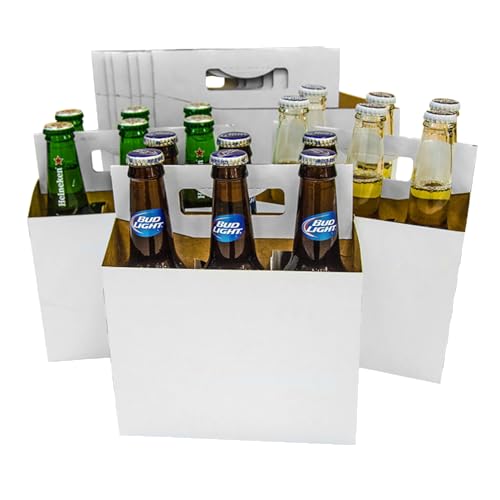 ICE N COLD 6pk Cardboard Carrier (White, 150ct) | Holds 6pk 12oz Bottles | FAST SAME DAY SHIPPING