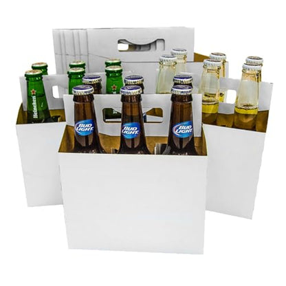 ICE N COLD 6pk Cardboard Carrier (White, 150ct) | Holds 6pk 12oz Bottles | FAST SAME DAY SHIPPING