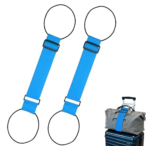2 Pcs Luggage Straps for Suitcases, Multi Use Strong Adjustable Luggage, Connector Straps for Suitcases, Flexible Luggage Accessories Elastic Fastening Bag Strap, Waterproof, Bungee Straps (Blue) - color: blue