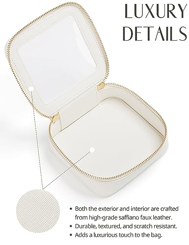 Popvibe Clear Makeup Case Toiletry Bag Travel Clear Cosmetic Bag with Zipper, Make Up Bag Organizer Traveling TSA Approved Transparent Makeup Bag Car for Essentials, Mini & Medium, White - color: White, style: Mini & Medium