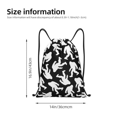 Gianlaima Sasquatch White Black Funny Bigfoot Drawstring Bags Backpack Bag Sport Gym Sack String Bag Yoga Dance Travel Bag For Men Women - color: Black45