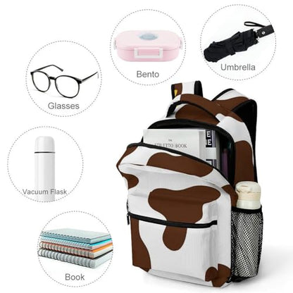 Women's Lightweight Bookbag Casual Travel Backpack Bag with Adjustable Strap Cow Print And Sunflower Daypack Bags for Travel Office College - color: Color(531)