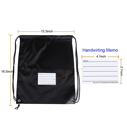 CODOBON 16 Pack Drawstring Bags,Bulk Draw String Backpack, DIY Gym Sports Cinch Bag Sackpack for Women Men, Black - color: Black