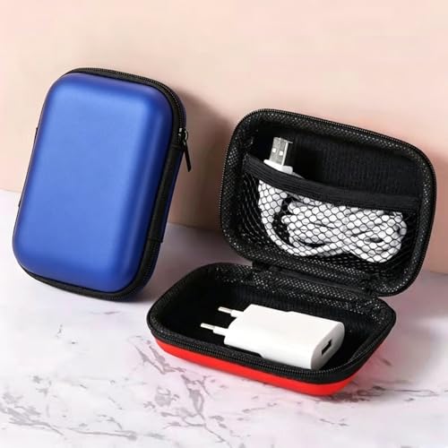Mini Portable Travel Cable Storage Bag, Compact Zipper Electronic Organizer Pouch with Mesh Pocket, Small Tech Accessory Case for Chargers USB Cords, Sapphire Blue - color: Sapphire blue