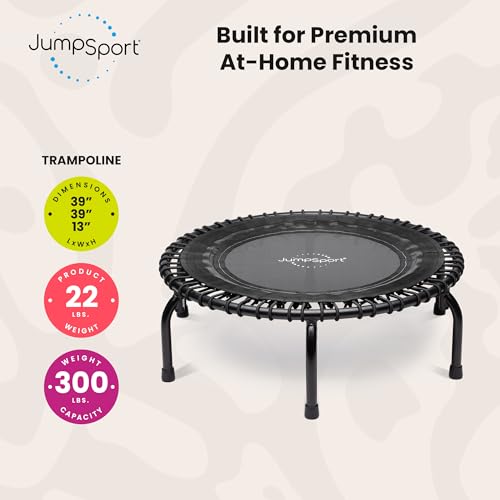 JumpSport 39" Premium Fitness Trampoline Exercise Rebounder 30 Adjustable Bungees 275 lb Wt. Rating - style: JumpSport 350