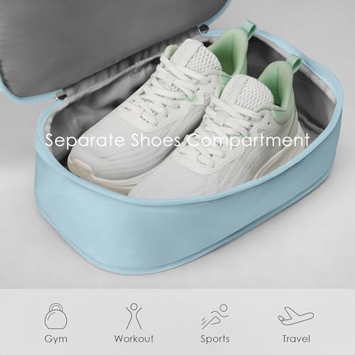 Uselike Gym Backpack for Women Men, Lightweight Gym Bag with Shoe Compartment, Waterproof Workout Backpack with Wet Pocket - color: Ice Blue