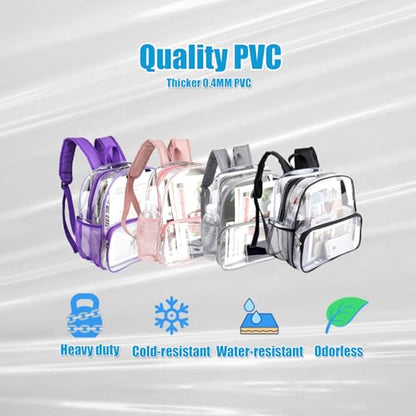 Crosstime Clear Backpack Stadium Approved 12x6x12 - Clear Bag with Reinforced Straps, Durable PVC for Stadium Events, Sports, Festivals, Concerts, Games, Women & Men - Gray - color: Grey