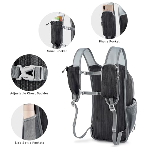 G4Free 15L Hiking Daypack Lightweight Travel Backpack Packable Outdoor Casual Foldable Shoulder Bag (Black) - color: Black