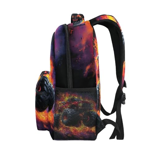 susiyo Red Monster Truck School Backpack Bookbag Lightweight College Back Pack Travel Camping Casual Daypack for Teens Girls Boys Women Men - color: Truck With Flames