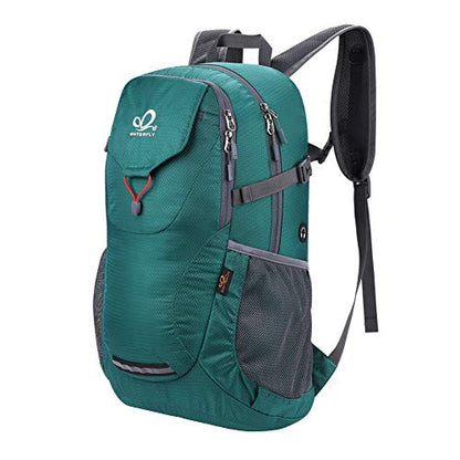 WATERFLY Lightweight Packable Hiking Backpack: 30L Foldable Travel Daypack Ultralight Camping Day Pack for Woman Man - color: Green