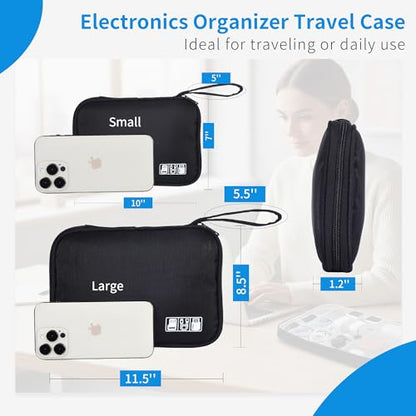 7 Pack Electronics Travel Organizer Case Tech Accessories Cord Storage Bag - size: 7 Pack Large