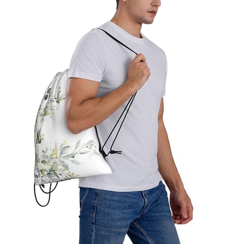 Drawstring Bags Blue Eucalyptus Backpack Bag Travel Beach Sport Gym Sack String Yoga Bag - color: Blue Eucalyptus