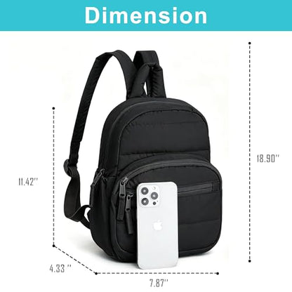 Lightweight Mini Backpack for Women,Taslan Durable Daypack,Casual Travel Backpack with Adjustable Straps for Daily,Travel - color: Black