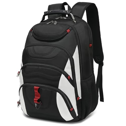 Boavan Laptop Backpack for men, 17.3 inch Laptop Bag with USB Port, Waterproof Travel Work Backpack Purse, Anti-Theft Teacher Nurse Doctor Casual Bookbags Office Business backpack，White - color: Black&white, size: 17.3