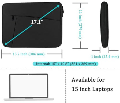 Laptop Sleeve 15 inch, Shockproof Protective Computer Carrying Cover with Front Pocket, Briefcase Laptop Sleeve Bag for 15 inch New MacBook Air, MacBook Pro, HP, Dell, Asus, Black - color: Black, size: 15 inch