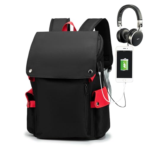 Anti Theft Travel Laptop Backpack with Usb Charging Port Water Resistant Extra Large (Red/Black,17in) - color: Red/Black