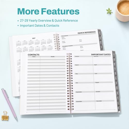 SUNEE 2027 Planner, Weekly and Monthly Calendar Planner, January 2027-December 2027, Daily Agenda with Tabs, Note Pages, Spiral Binding, 6"x8.3", Pastel Garden - color: Pastel Garden