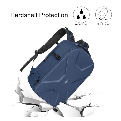 MOSISO Camera Backpack, DSLR/SLR/Mirrorless Photography Camera Bag 15-16 inch Waterproof Hardshell Case with Tripod Holder&Laptop Compartment Compatible with Canon/Nikon/Sony, Steel Blue - color: Steel Blue