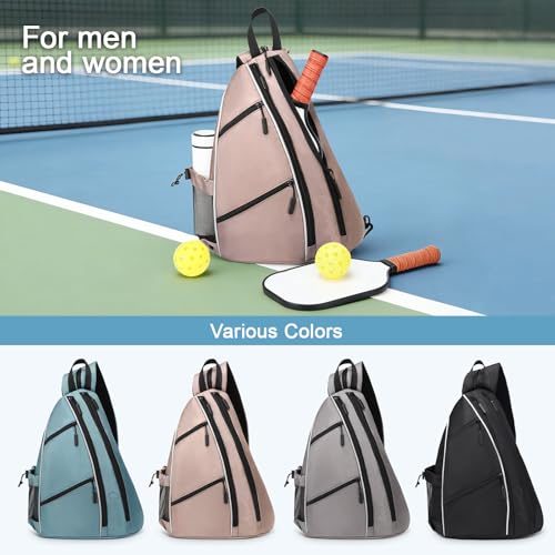 Pickleball Bag for Women Men, Adjustable Pickleball Backpack, 2 in 1 Sports Sling Bag for Pickleball Tennis - color: Pink