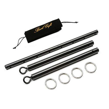2026 Upgraded Heavy Duty Expandable Spreader Bar – Adjustable PU Straps for Pilates, Yoga - style: Black+Red